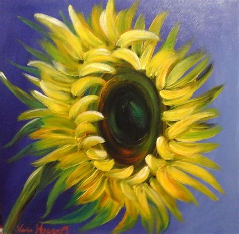 In harmonischen farben hergestellte zeitgenössische bilder mit hoher leuchtkraft. Sonnenblume auf Blau - Sonnenblumen, Modern, Farben, Blau ...