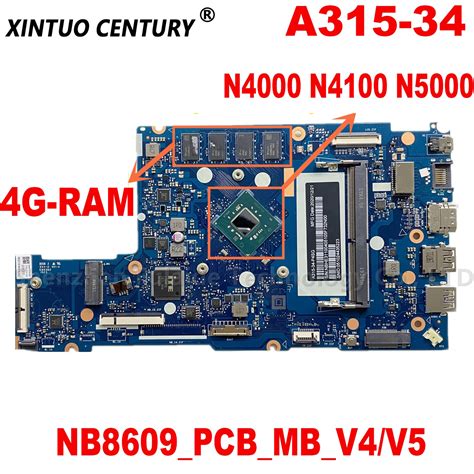 Nb8609 Pcb Mb V4 V5 Motherboard For Acer Aspire A315 34 Laptop