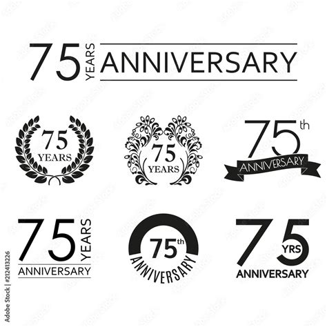 Vecteur Stock 75 Years Anniversary Icon Set 75th Anniversary
