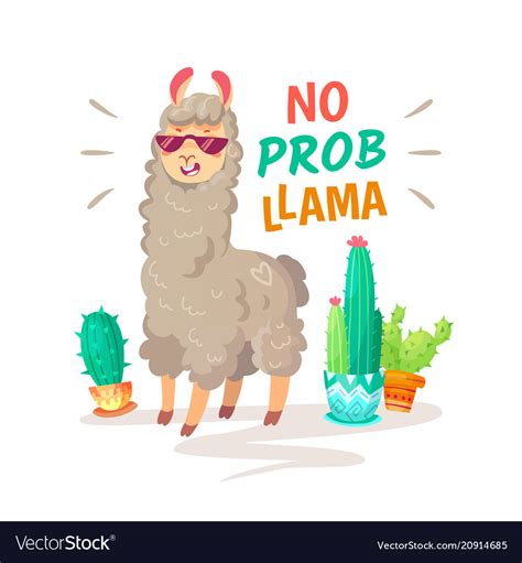 Cool Alpaca Lettering Quote With No Prob Llama Vector Image