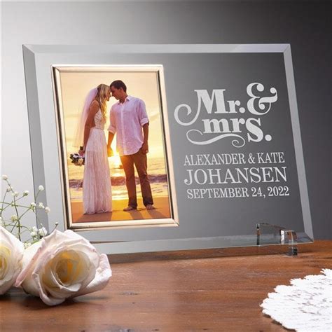 Personalized Glass Wedding Frames Mr And Mrs