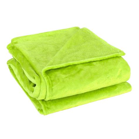 Unique Bargains Fuzzy Plush Flannel Fleece Throw Blanket Yellow Green