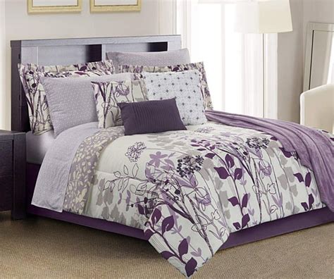 Living Colors Janet Floral Purple Queen 12 Piece Reversible Comforter