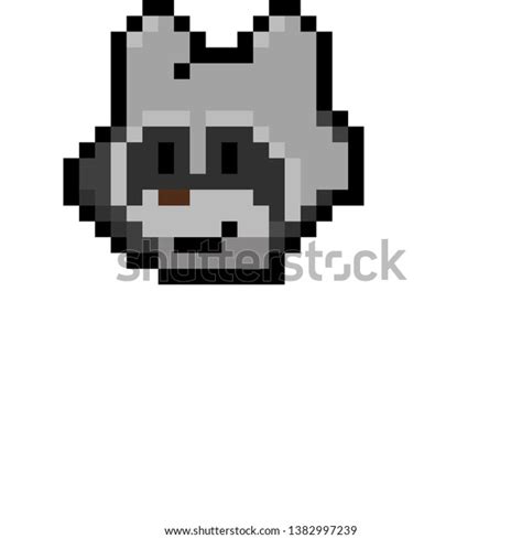 Pixel Art Raccoon Face เวกเตอร์สต็อก ปลอดค่าลิขสิทธิ์ 1382997239