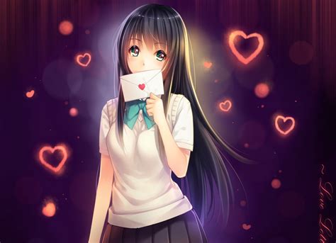Pretty Anime Female Beautiful Kawaii Love Letter Cute Anime Girl