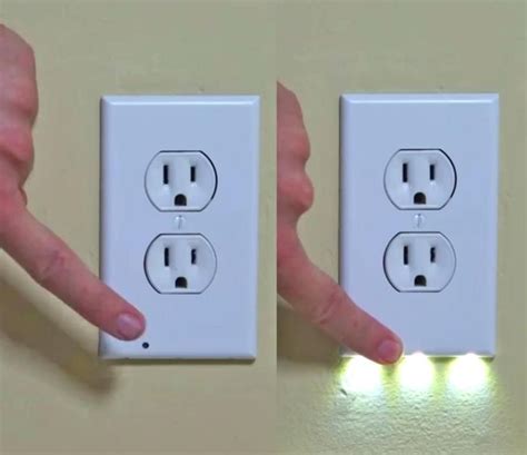 Outlet Wall Cover Plate With Led Night Lights No Batteries Or Wire