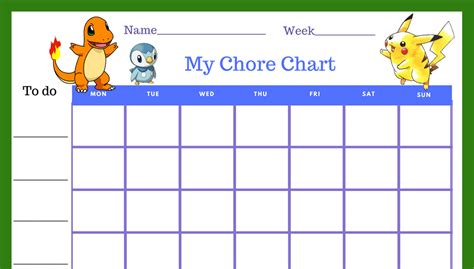 Pokemon Star Chore Chart Fillable Acn Latitudes