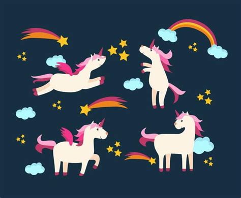 Unicorns In The Sky Vector Ai Svg Uidownload