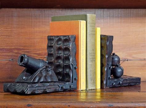 1960s Handmade Cannon Bookends 60s Spanish Wood And Iron Cannon
