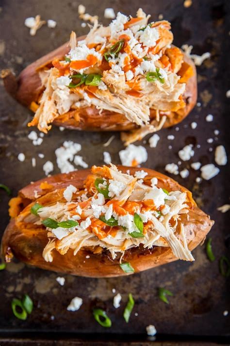 Buffalo Chicken Stuffed Sweet Potatoes The Roasted Root