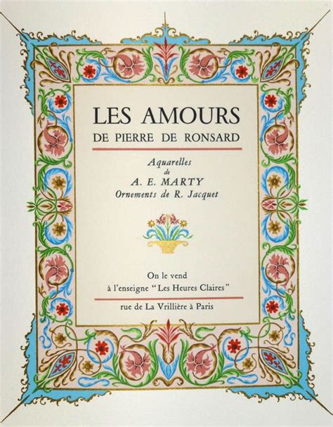 Pierre De Ronsard Les Amours De Marie And Sonnet Pour Helene And Les