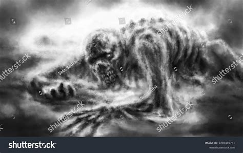 Scary Demon Crawling Out Lake Lies Stock Illustration Shutterstock