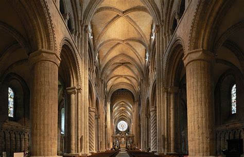 A Nave Da Catedral De Durham Inglaterra Arquitetura Normanda Período