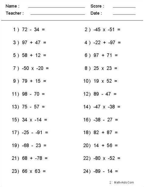 Negative Numbers Ks3 Worksheet With Answers Askworksheet