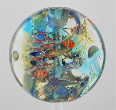 Lampwork Aquarium Bead With Clownfish And Jellyfish Focal Or Pendant 125