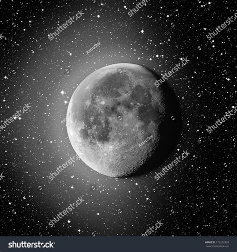 Almost Full Moon With The Milky Way Stars In The