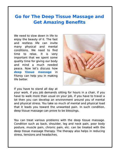 go for the deep tissue massage and get amazing benefits by melbourne chiro and massage clinic issuu