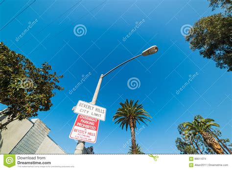 Beverly Hills City Limit Sign Editorial Stock Image Image Of America