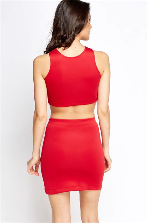 Bodycon Crop Top And Skirt Set Just 7