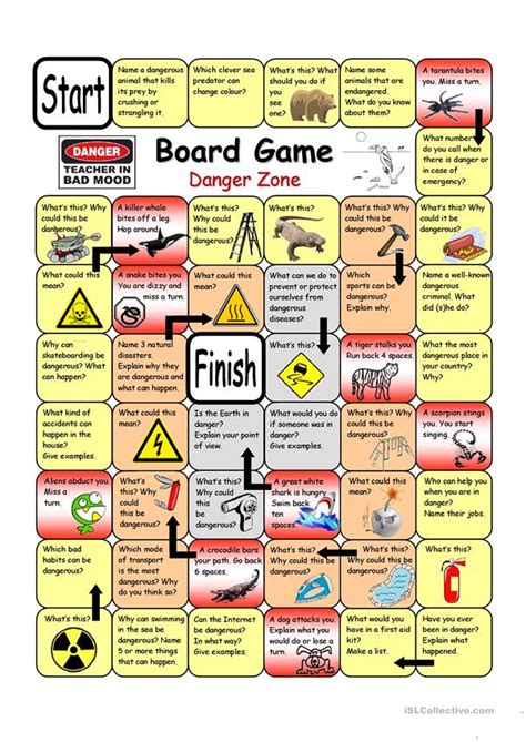 Board Game Danger Zone English Esl Worksheets For Distance Learning