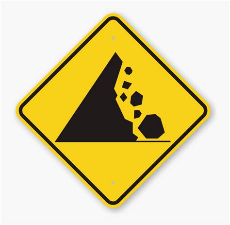 Falling Mountain Rocks Symbol Road Warning Sign Sku Steep Hill Ahead