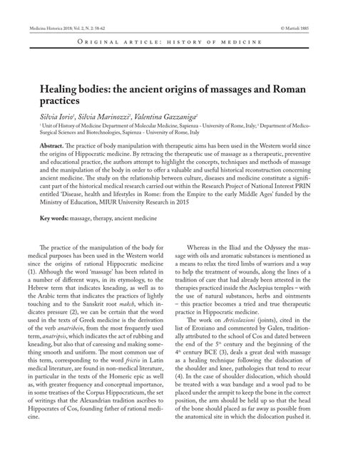 pdf healing bodies the ancient origins of massages and roman practices