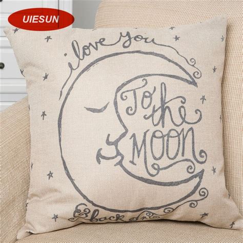 4545cm Moon Pattern Pillow Cover Cottonandlinen Cushion Office Nap Throw