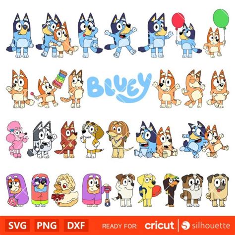 Bluey Characters Bundle Svg Birthday Invitation Svg Bluey The Dog Svg
