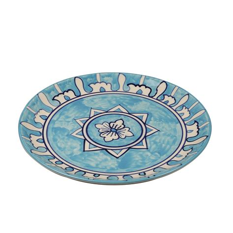 Blue Color Designer Funky Hand Painted 10 Inch Ceramic Dinner Plates