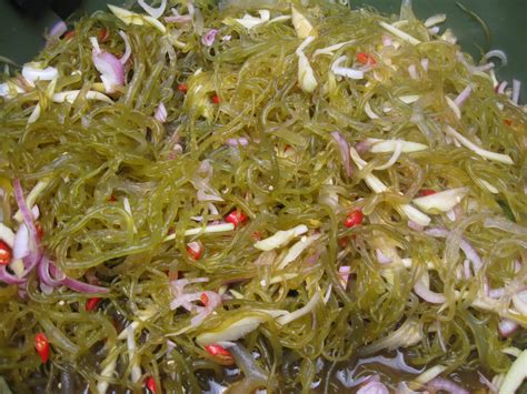 Kuning dan ungu) kedua duanya masih memiliki kandungan nutrisi yg baik untuk rumpai laut mempunyai kandungan iodine yang tinggi, berfungsi untuk menghalang tubuh manusia menyerap logam berat yang berbahaya. Kerulls: Kerabu Rumpai Laut