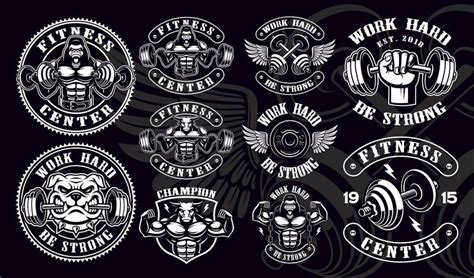 Set Of Vintage Badges Logos Shirt Designs For Gym 539496 Vector Art