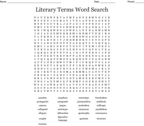 Literary Terms Word Search Wordmint Word Search Printable