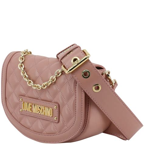 Love Moschino Pink Quilted Faux Leather Crossbody Bag Moschino Tlc