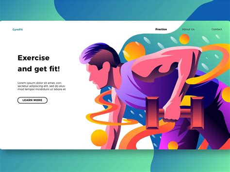 Gym Exercise Banner And Landing Page By Graphics Collection Web Design