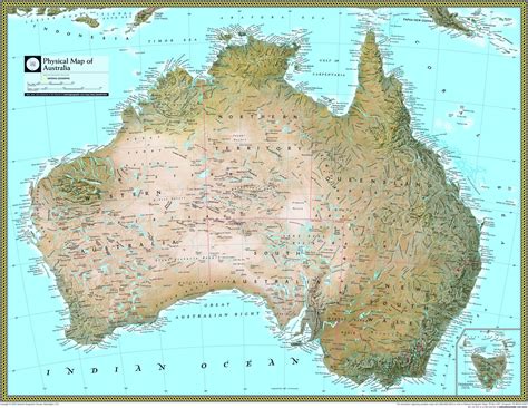 Australia Physical Atlas Wall Map
