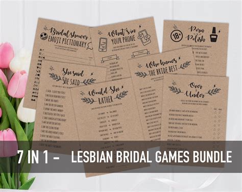 7 Popular Lesbian Bridal Shower Games Bundle By Printrees On Etsy