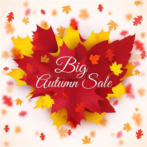 Big Autumn Seasonal Sale Background With Colorful Falling Leaves
