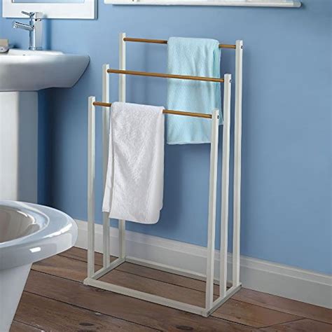 Towel Racks Free Standing Drying Rack 3 Tier Metal Bathroom Shelf