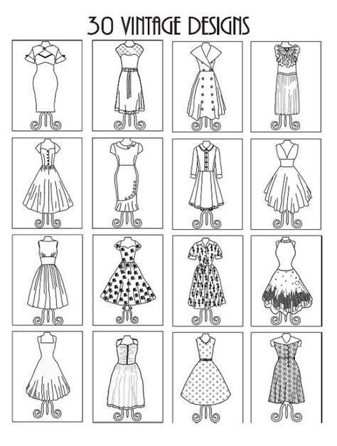 You'll receive a pdf file consist of 5 pages : Adult Coloring Books: Vintage Dresses 30 Designs by ...