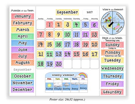 Calendar For Kids Learning Classroom Teaching Months Days