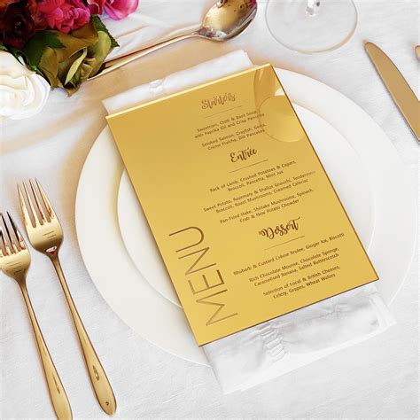 Personalised Bespoke Wedding Table Menu In Rose Gold Gold Or Silver