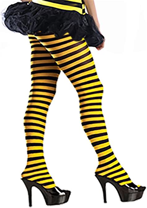 Womens Bumblebee Tights Yellow And Black Striped Pantyhose Tights Black And Yellow