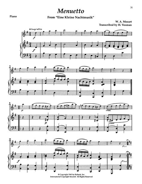 Eine Kleine Nachtmusik K 525 Sheet Music Wolfgang Amadeus Mozart