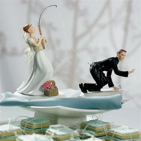 Fishing Bride Caught Groom Mix And Match Cake Topper Funny Wedding