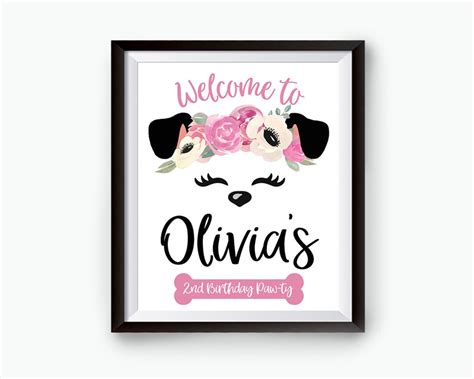 Floral Dog Welcome Sign Puppy Welcome Sign Dog Party Puppy Etsy