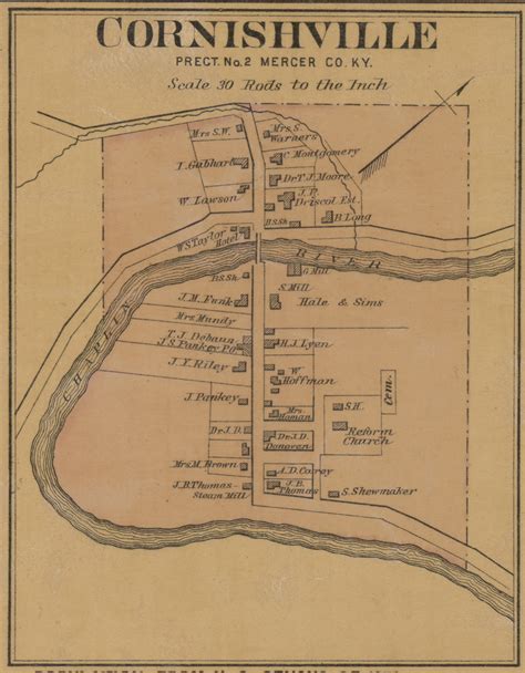 Cornishville Village Precinct 2 Mercer County Kentucky 1876 Old