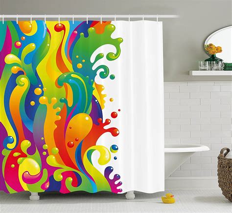 Psychedelic Decor Shower Curtain Set By Digital Made Bright Liquid