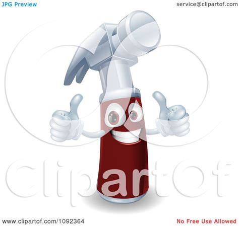 Clipart 3d Hammer Mascot Holding Two Thumbs Up Royalty Free Vector