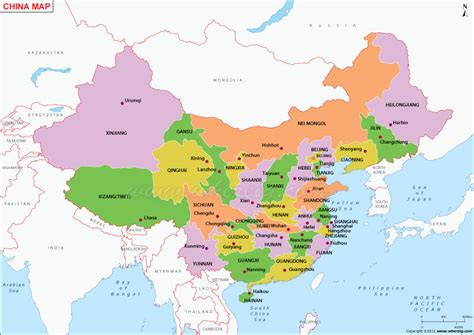 Map Of China China Map With States Cities Poltical Map