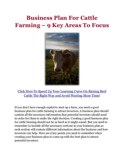 Business Plan For Cattle Farming 9 Key Areas To Focus